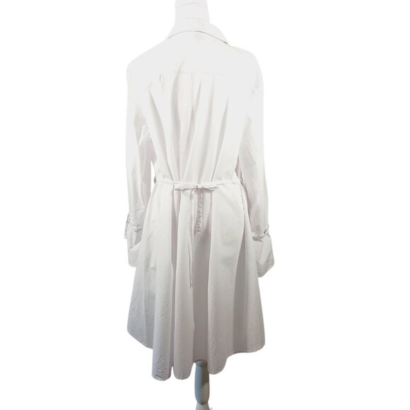 Cupio, XL White Hi Low Shirt Hidden Button Top, Full Bottom with Cinch Tie Waist - Picture 4 of 15